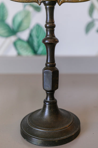 Brass Lions Candlestick Pair