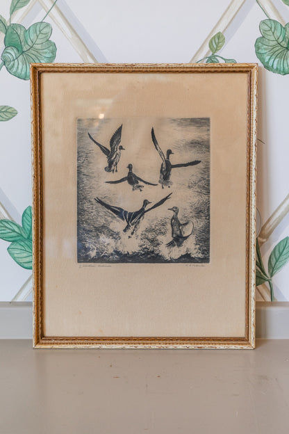 Vintage Framed Duck Print