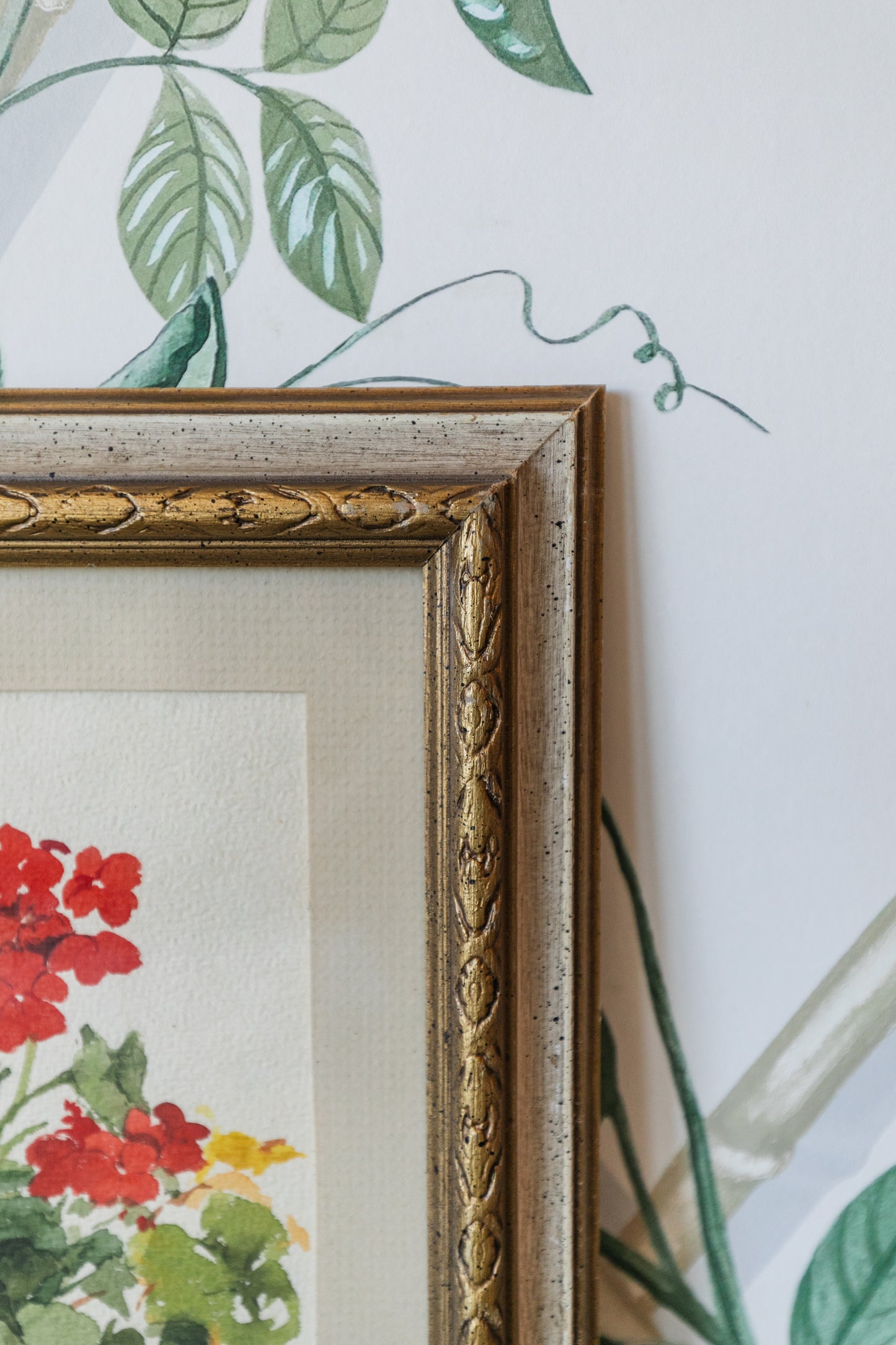 Geraniums Watercolor, Signed