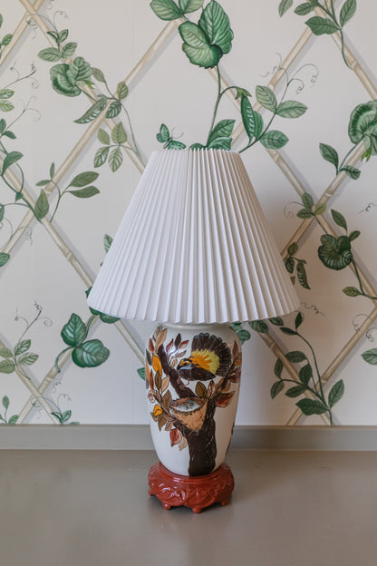 Vintage Handpainted Bird Lamp