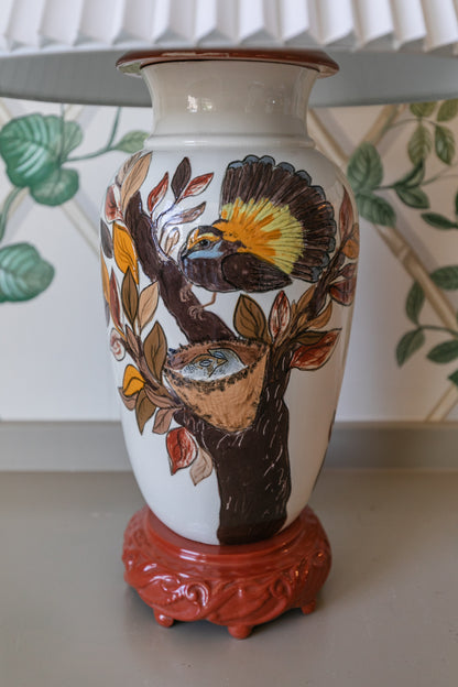 Vintage Handpainted Bird Lamp