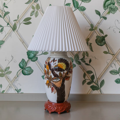 Vintage Handpainted Bird Lamp