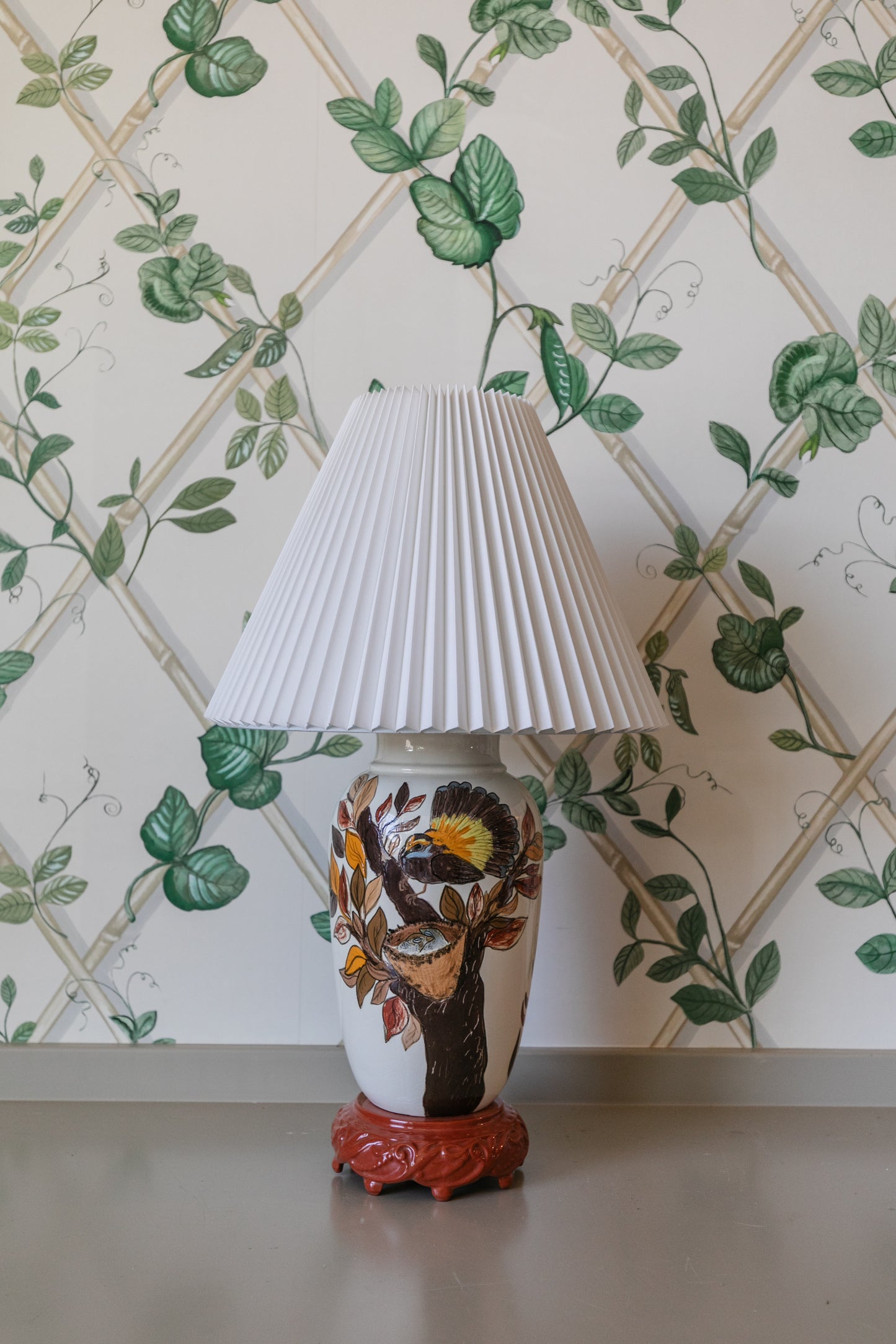 Vintage Handpainted Bird Lamp