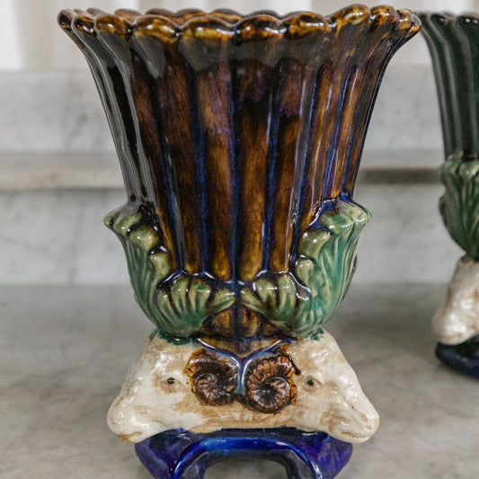 Pair of Ram Vases