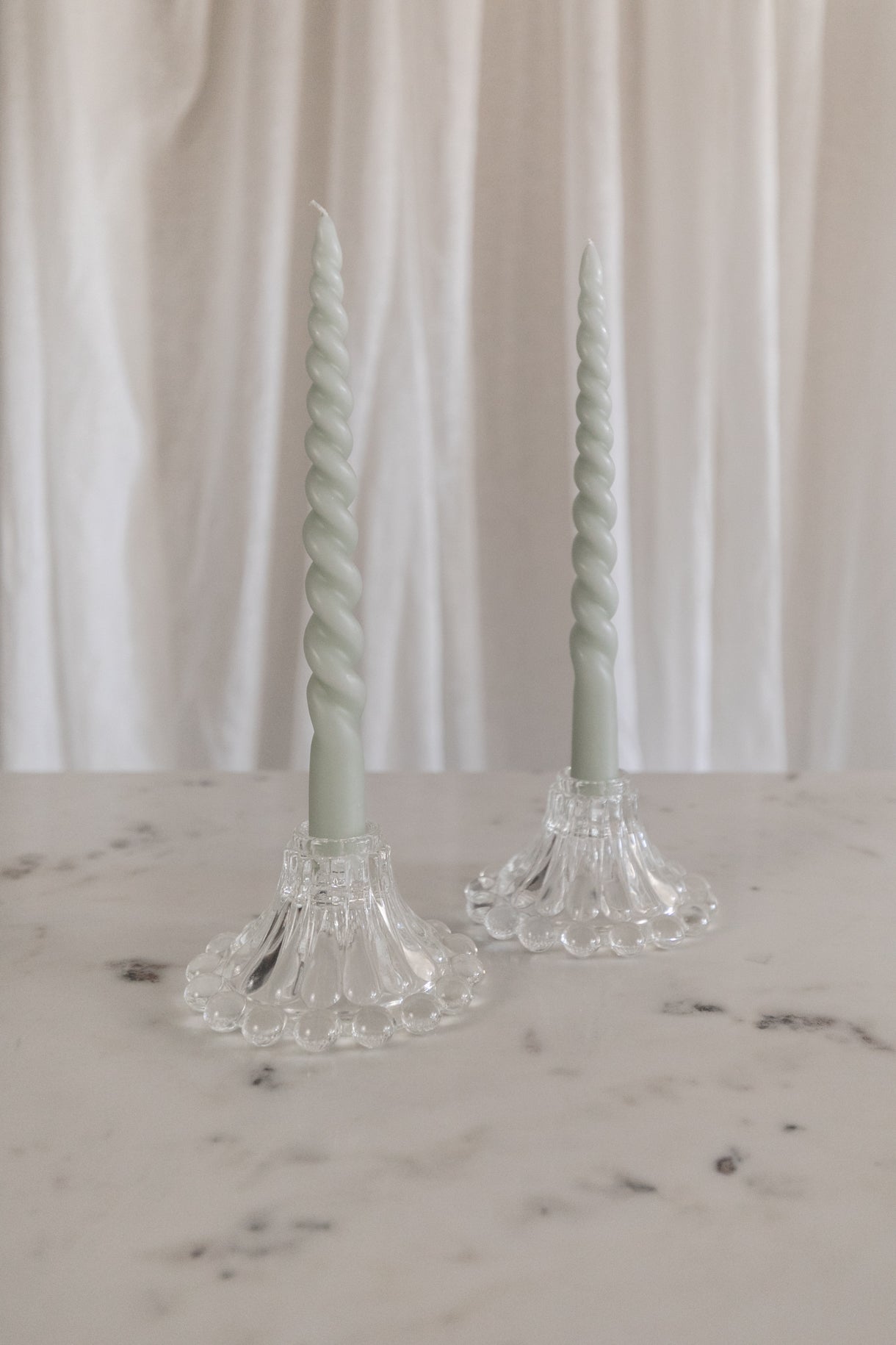 Bubble Glass Candle Holders, Pair