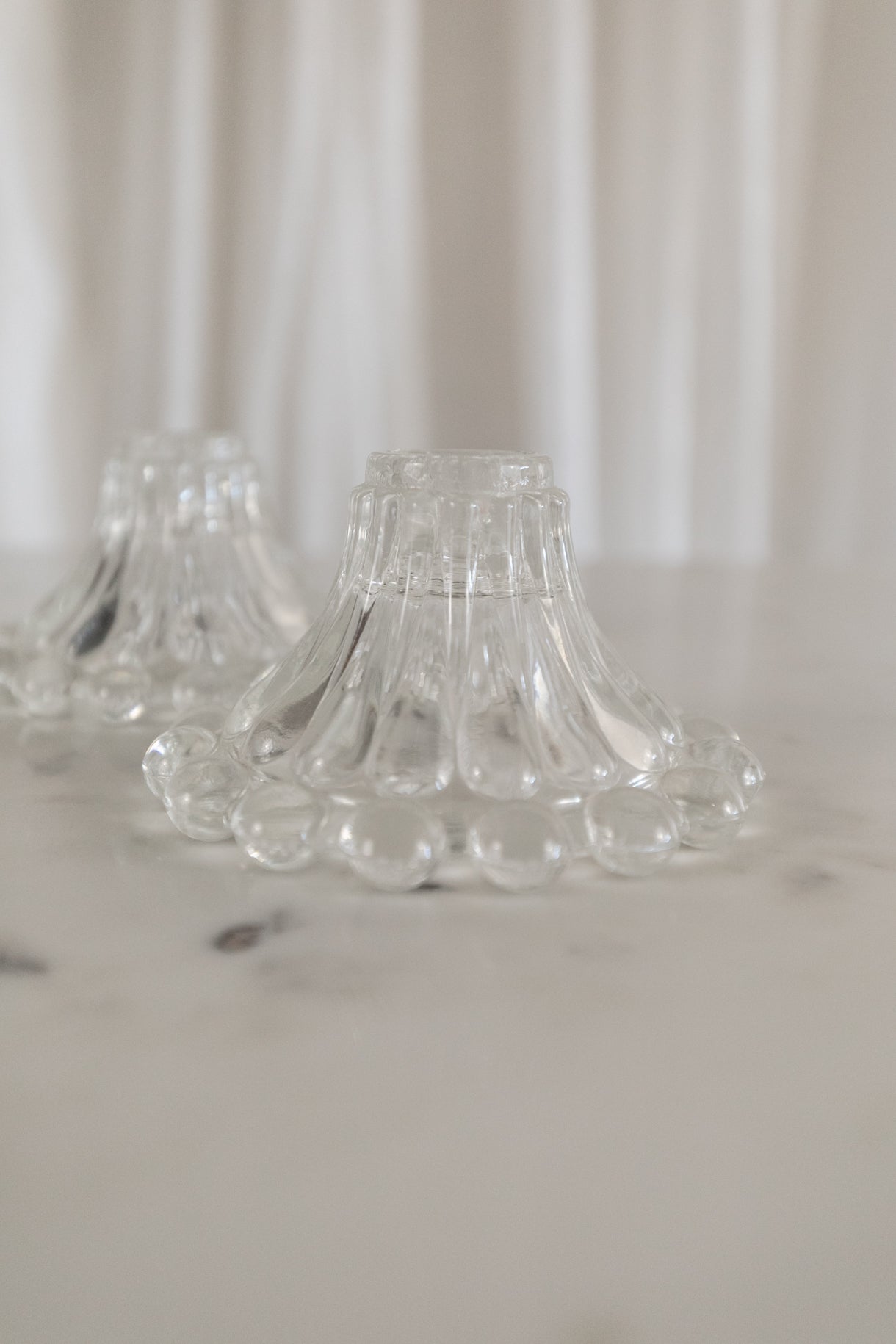 Bubble Glass Candle Holders, Pair
