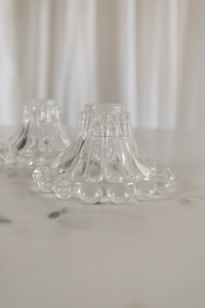 Bubble Glass Candle Holders, Pair