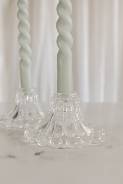 Bubble Glass Candle Holders, Pair