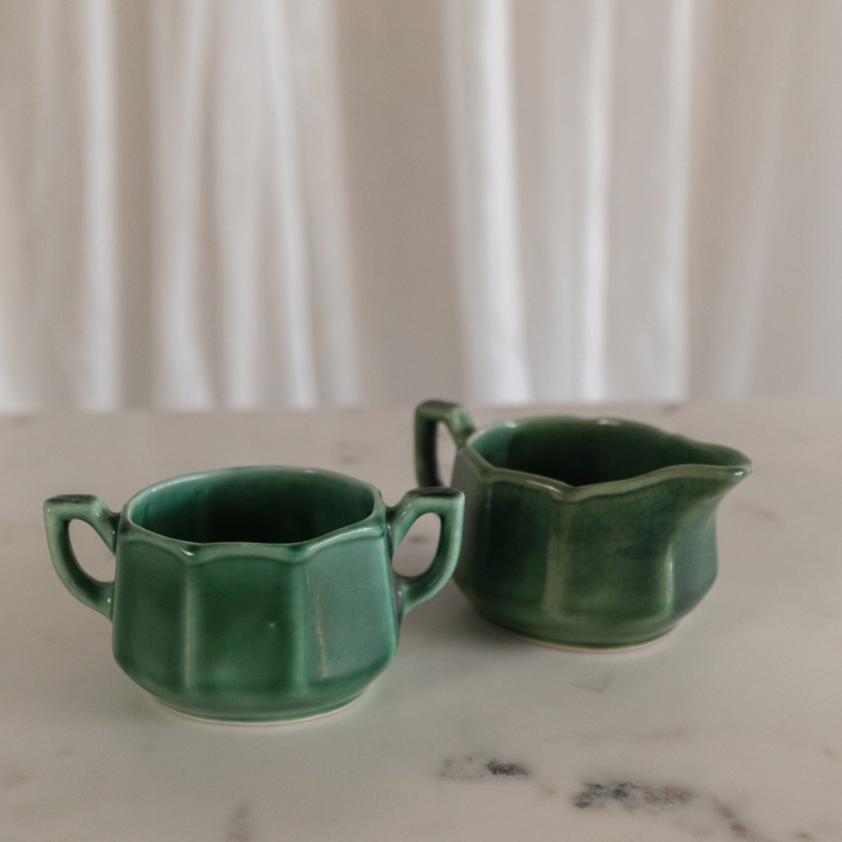 Green Cream & Sugar Set