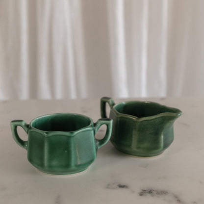 Green Cream & Sugar Set