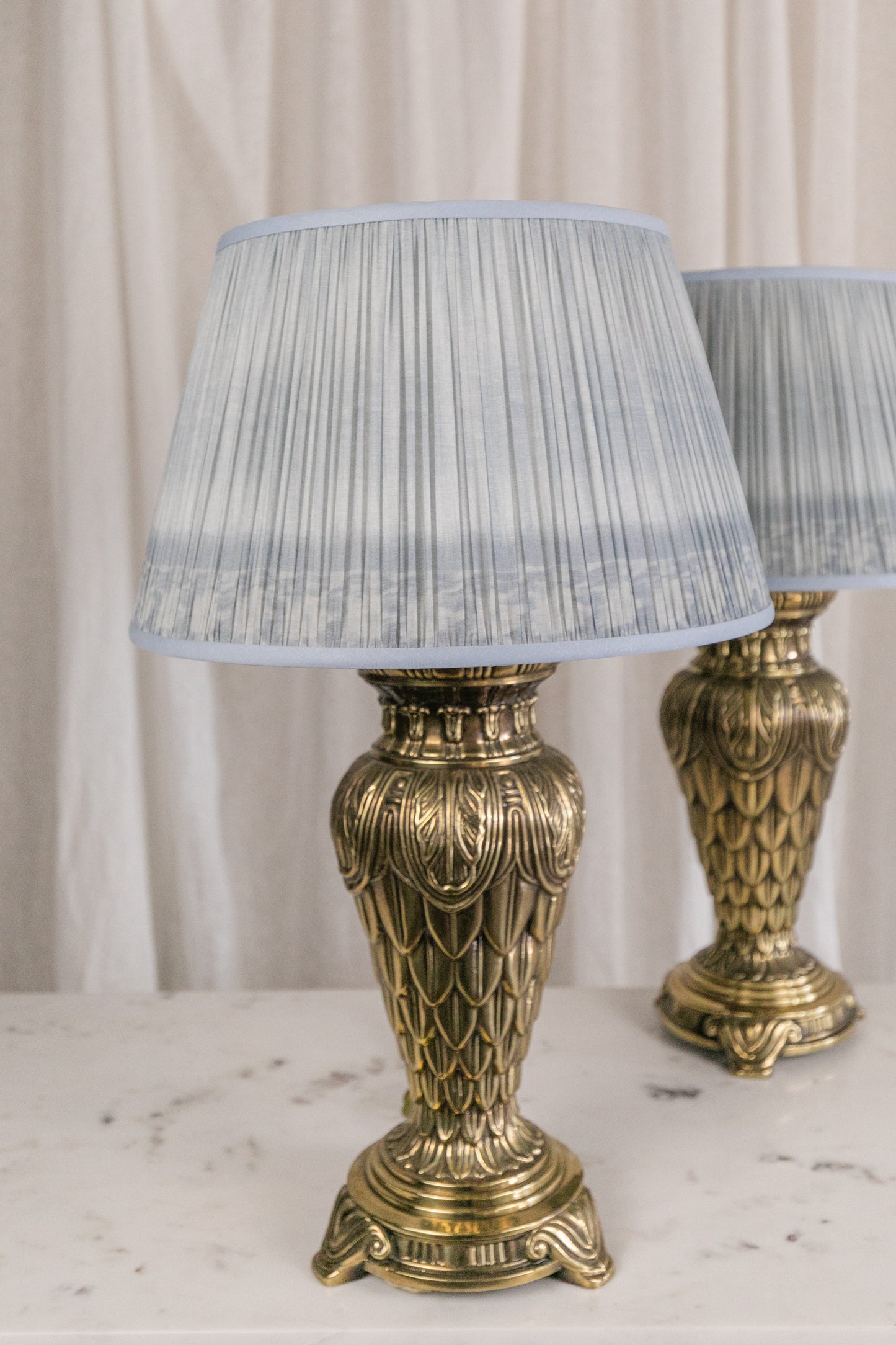 Heavy Brass Vintage Lamps, Pair
