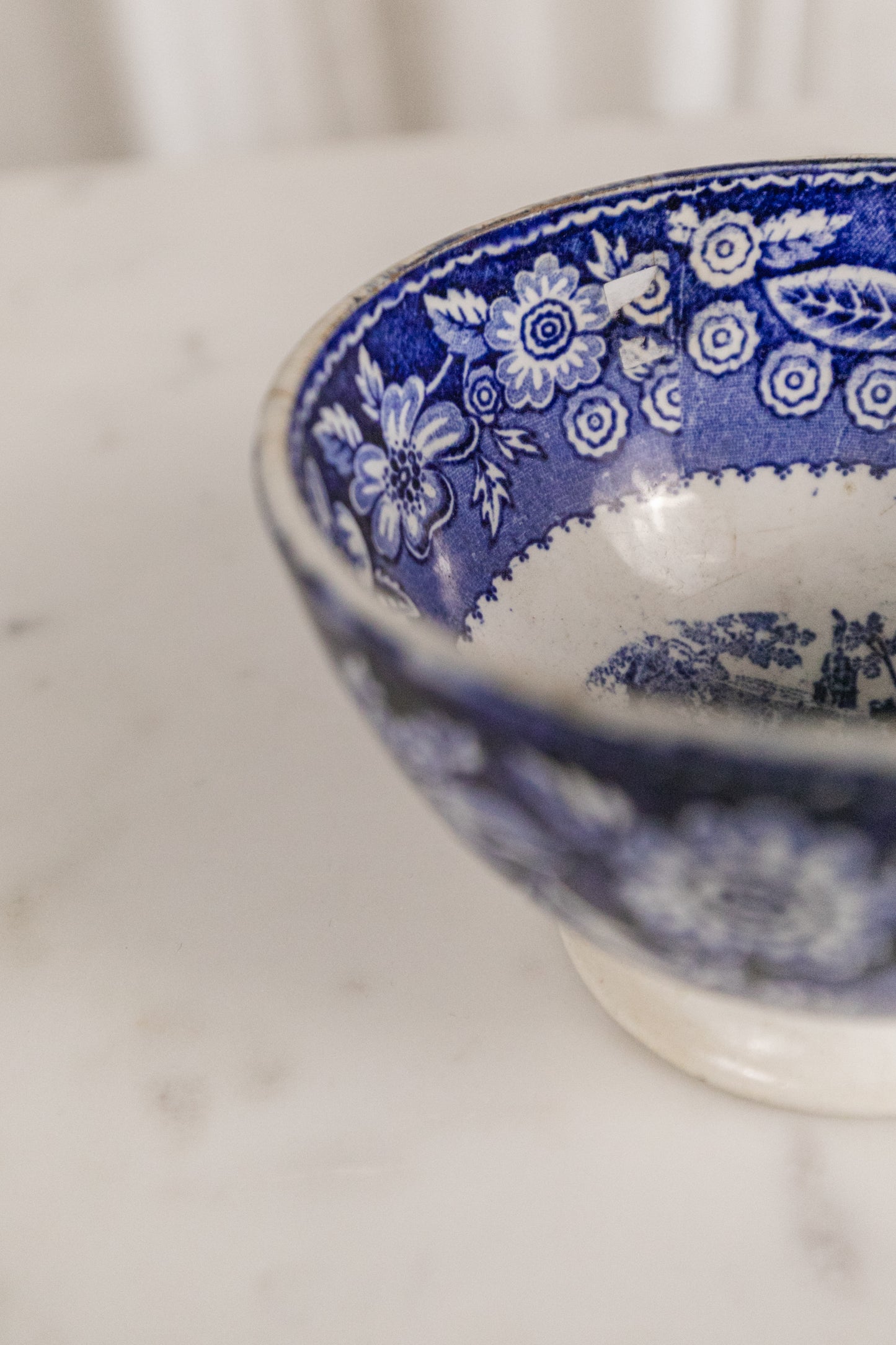 Blue and White Footed Bowl