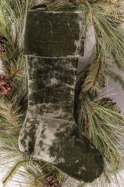 French Velvet Stocking, Moss Green