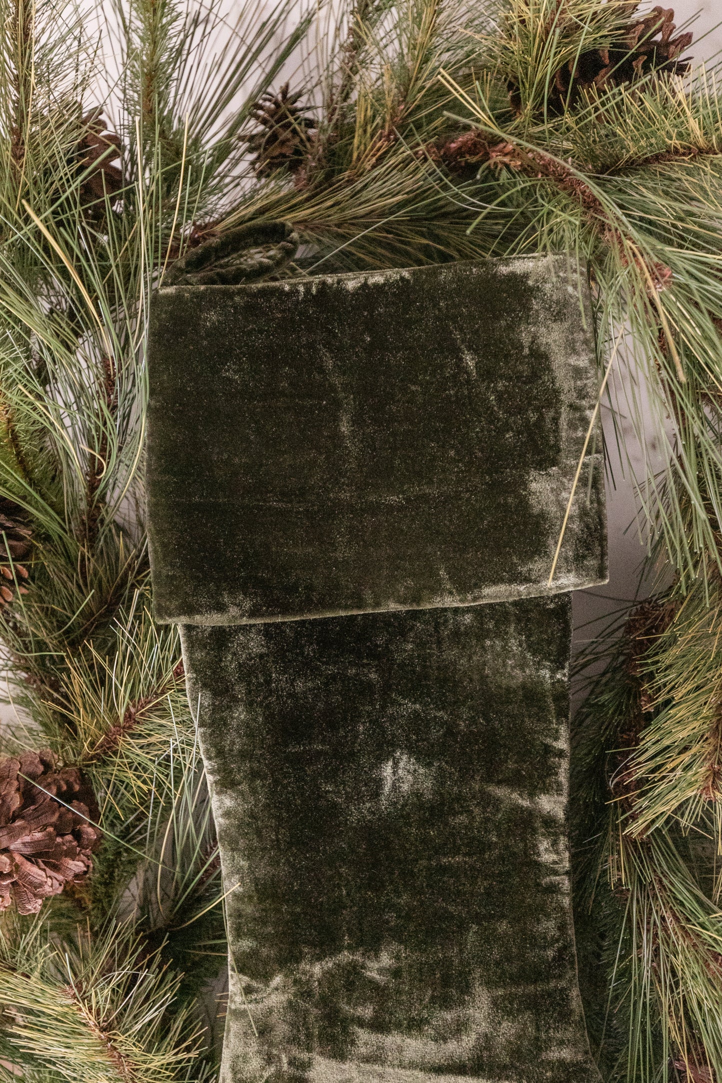 French Velvet Stocking, Moss Green