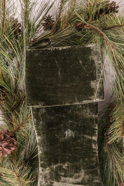 French Velvet Stocking, Moss Green