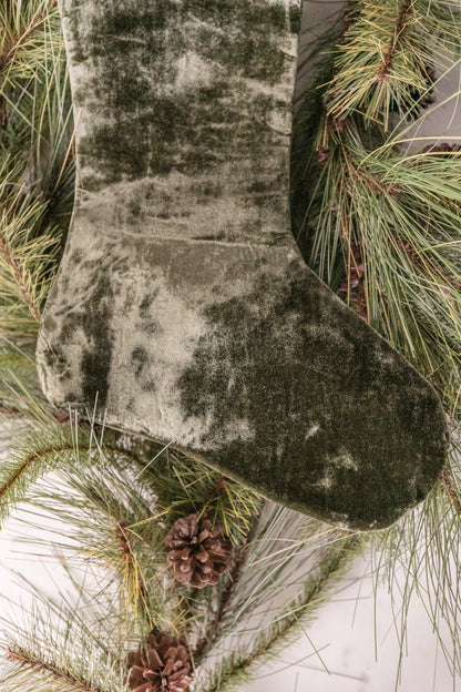 French Velvet Stocking, Moss Green