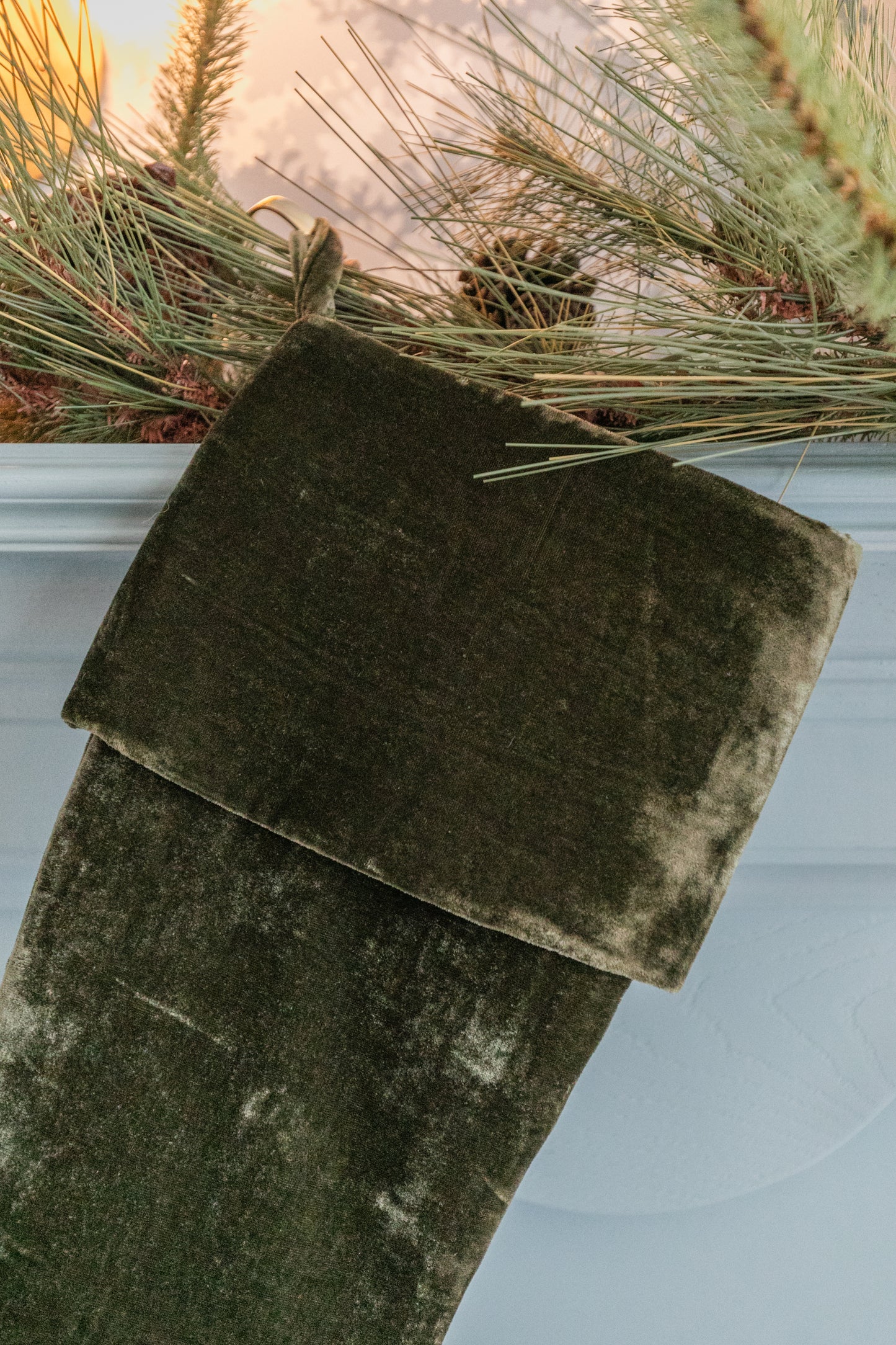 French Velvet Stocking, Moss Green