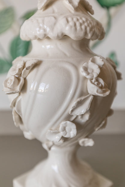 White Lidded Topiary Vase