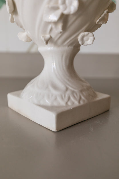 White Lidded Topiary Vase