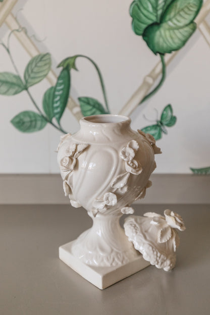 White Lidded Topiary Vase