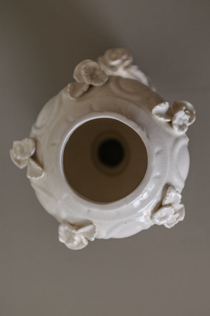 White Lidded Topiary Vase