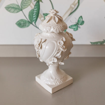 White Lidded Topiary Vase