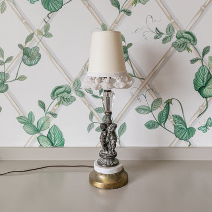 Bronze Cherub + Marble Lamp