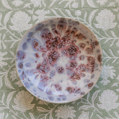 Footed Blue Glazed Bowl