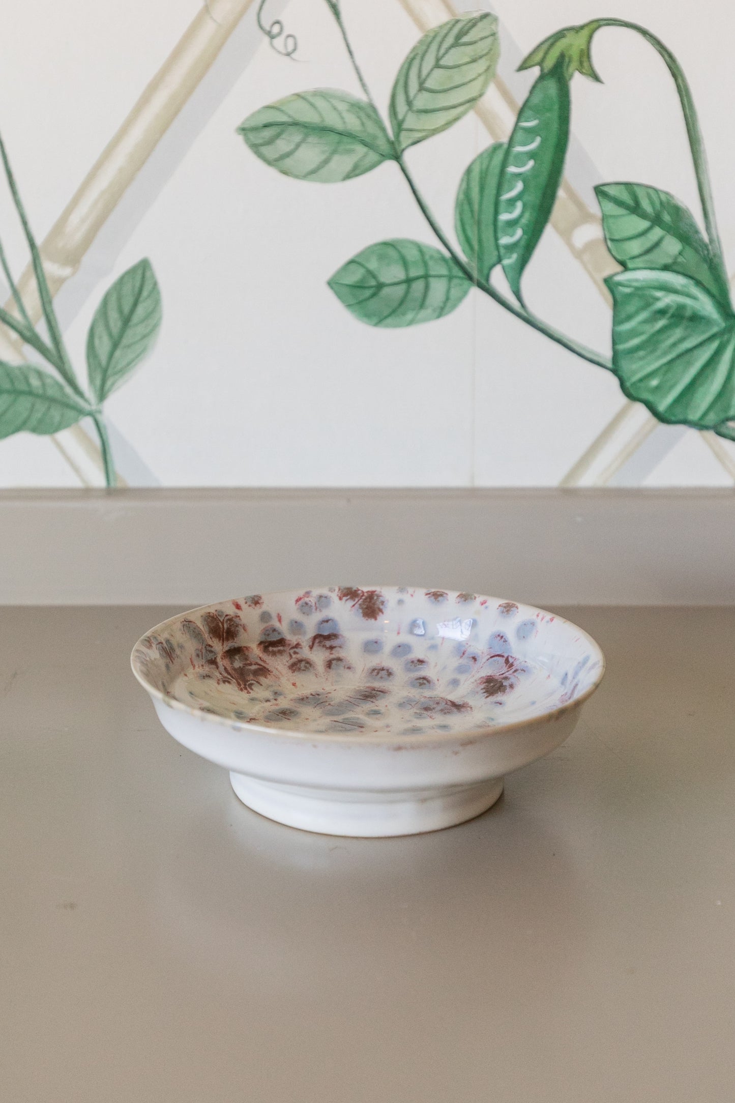 Footed Blue Glazed Bowl