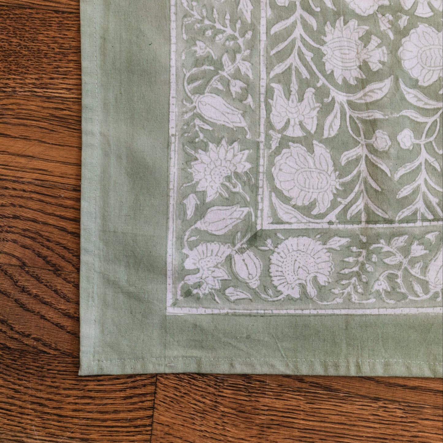 Green Floral Tablecloth, 72"x132"