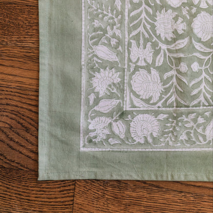 Green Floral Tablecloth, 72"x132"
