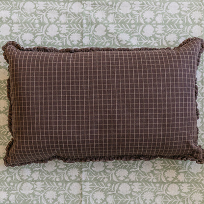 Chocolate Grid Throw Pillow, 16"x26"