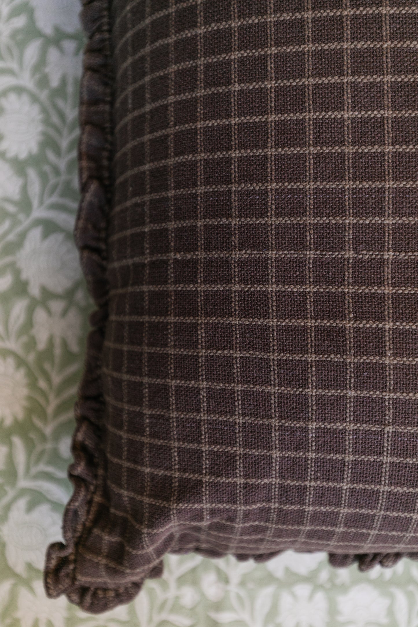 Chocolate Grid Throw Pillow, 16"x26"