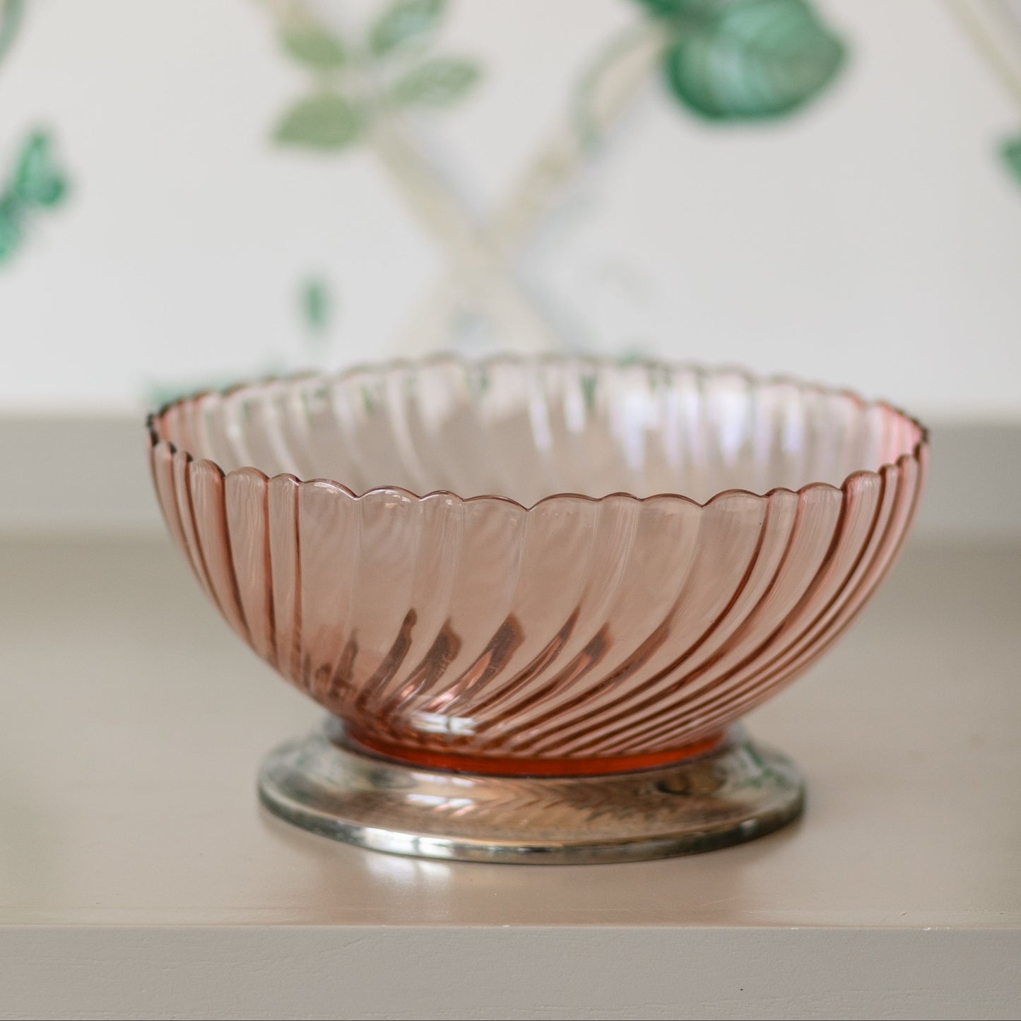 Pink Glass Footed Bowl