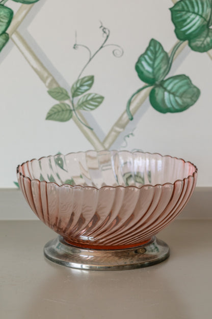 Pink Glass Footed Bowl
