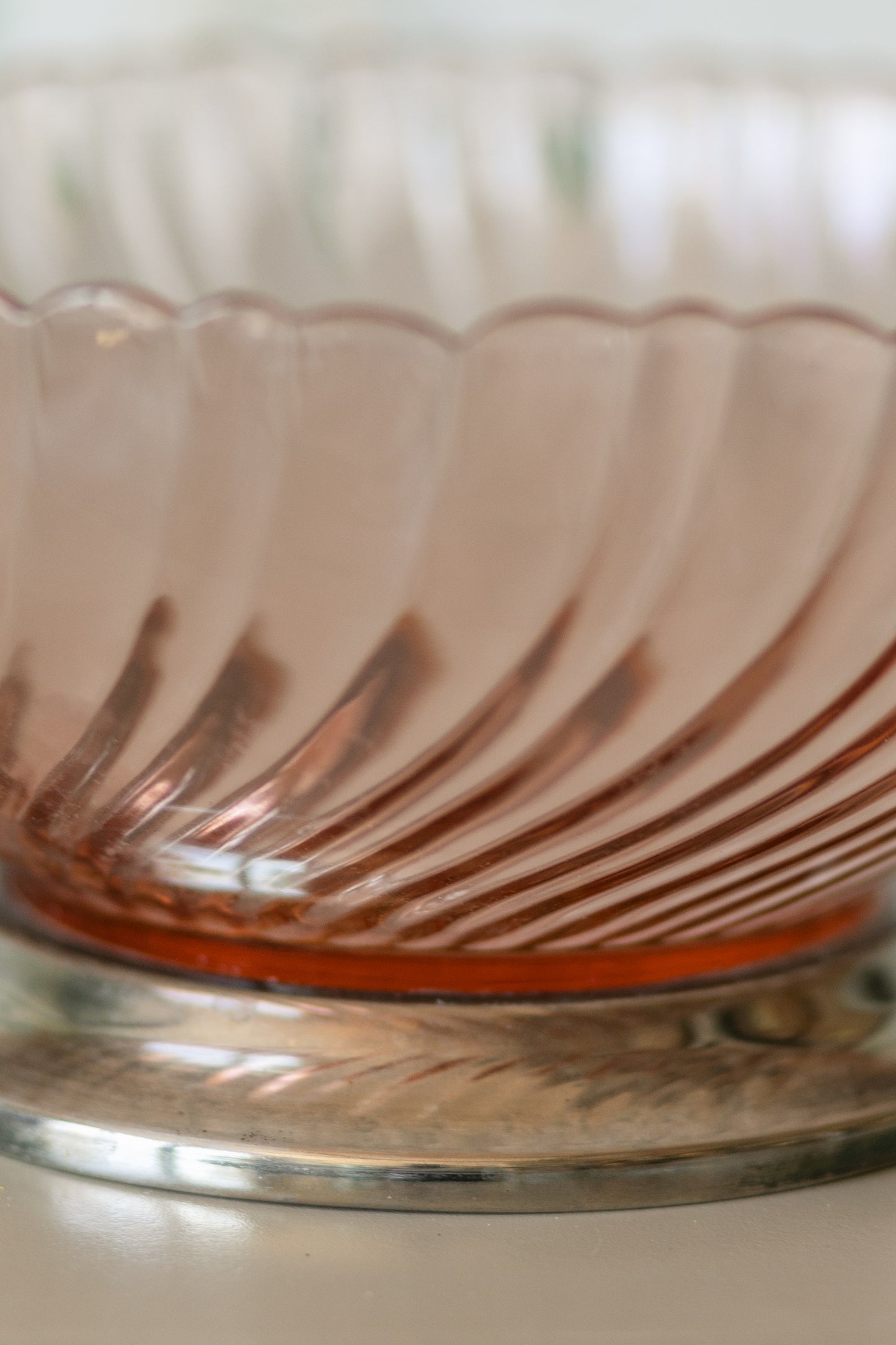 Pink Glass Footed Bowl