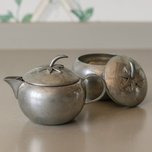 Vintage Stainless Tomato Cream & Sugar