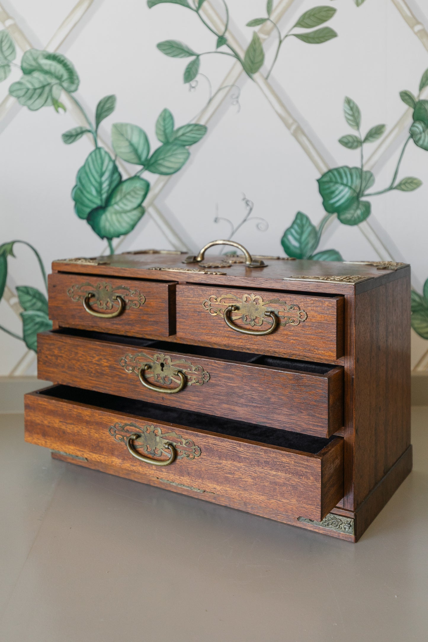 Wood & Brass Jewelry Box