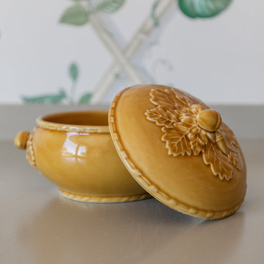 Lidded Ochre Oak Dish