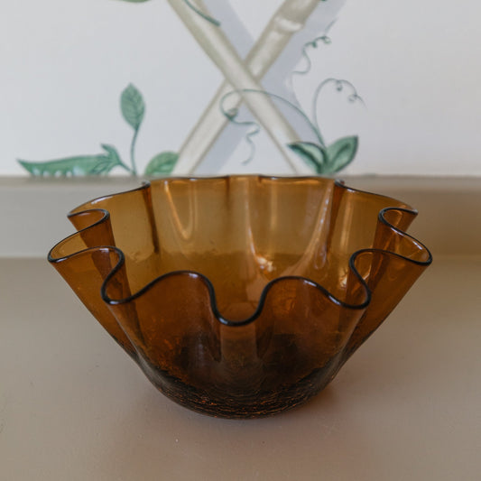 Wavy Brown Glass Bowl