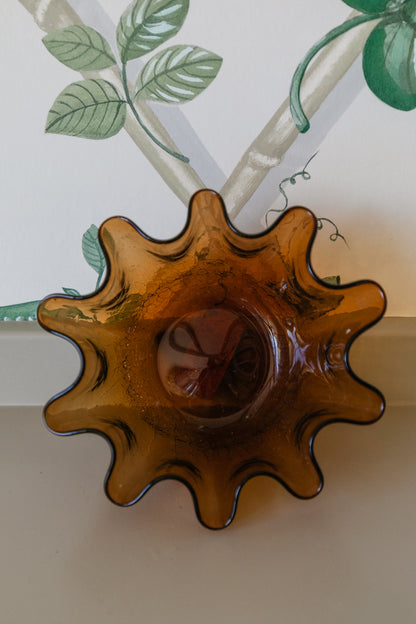 Wavy Brown Glass Bowl