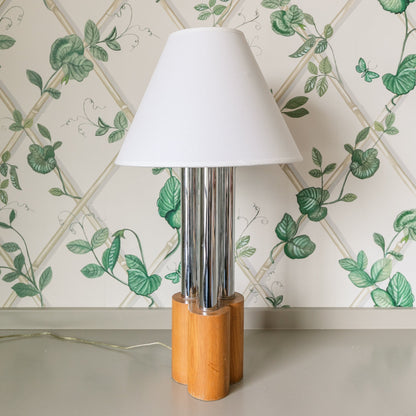 Chrome/Wood Midcentury Lamp