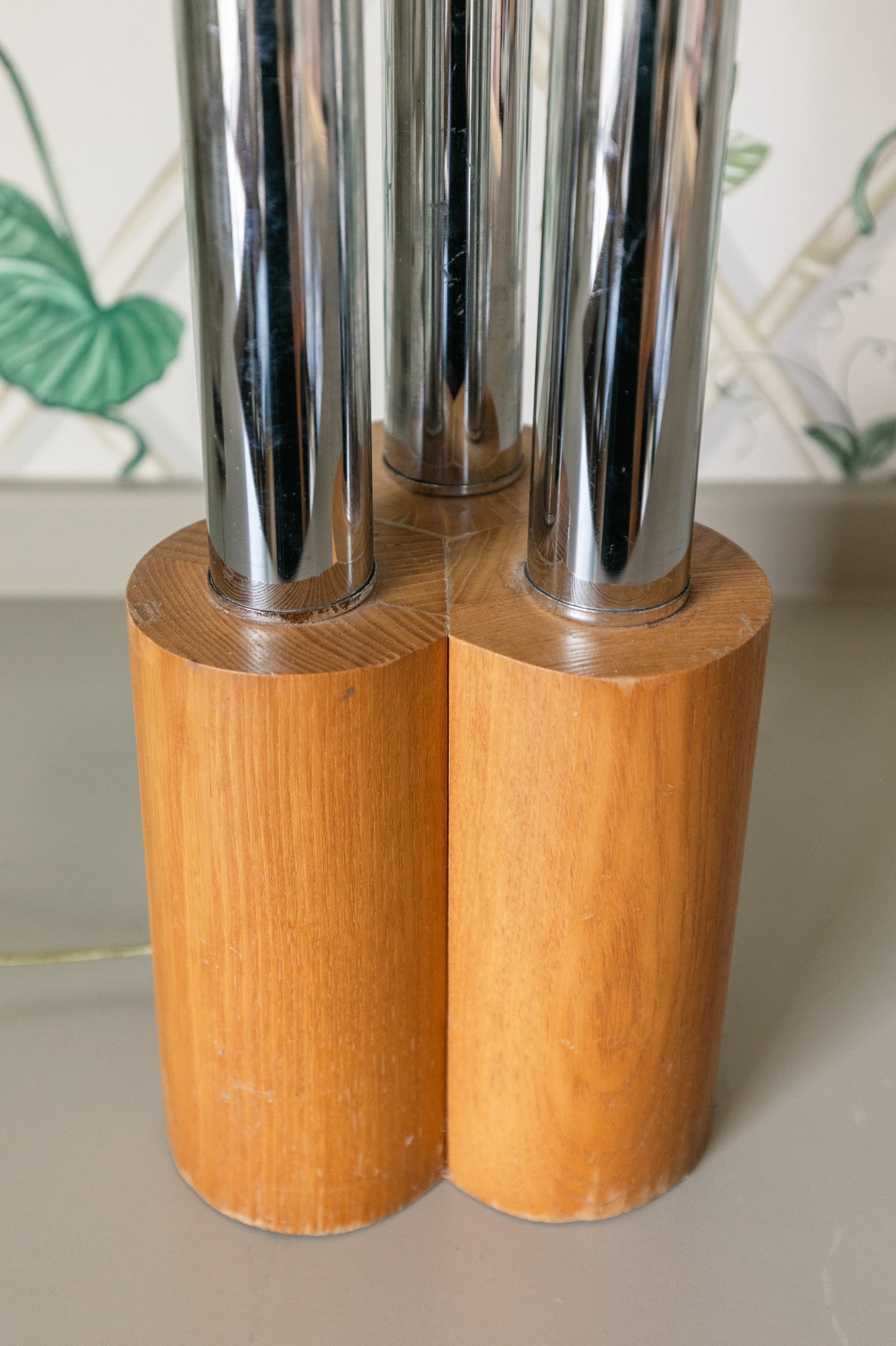 Chrome/Wood Midcentury Lamp