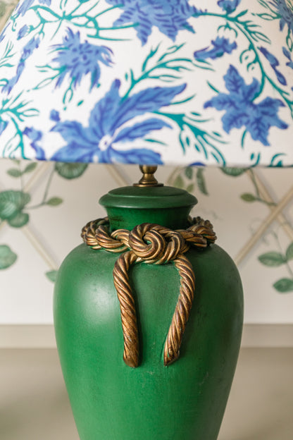 Pair of Green Tassel Lamps with Shades