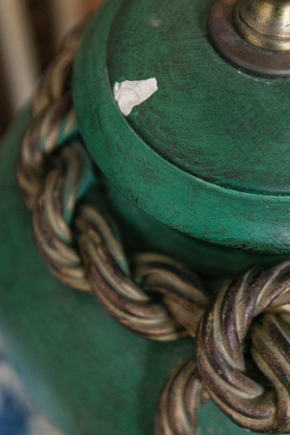 Pair of Green Tassel Lamps with Shades