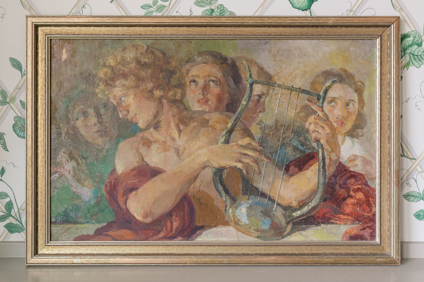 Large Framed Original Painting Greek Goddesses