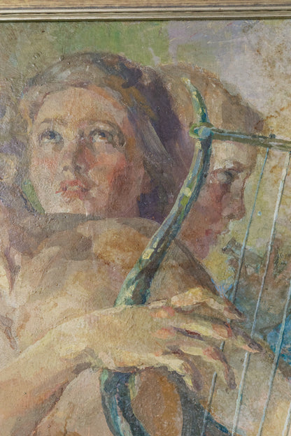 Large Framed Original Painting Greek Goddesses