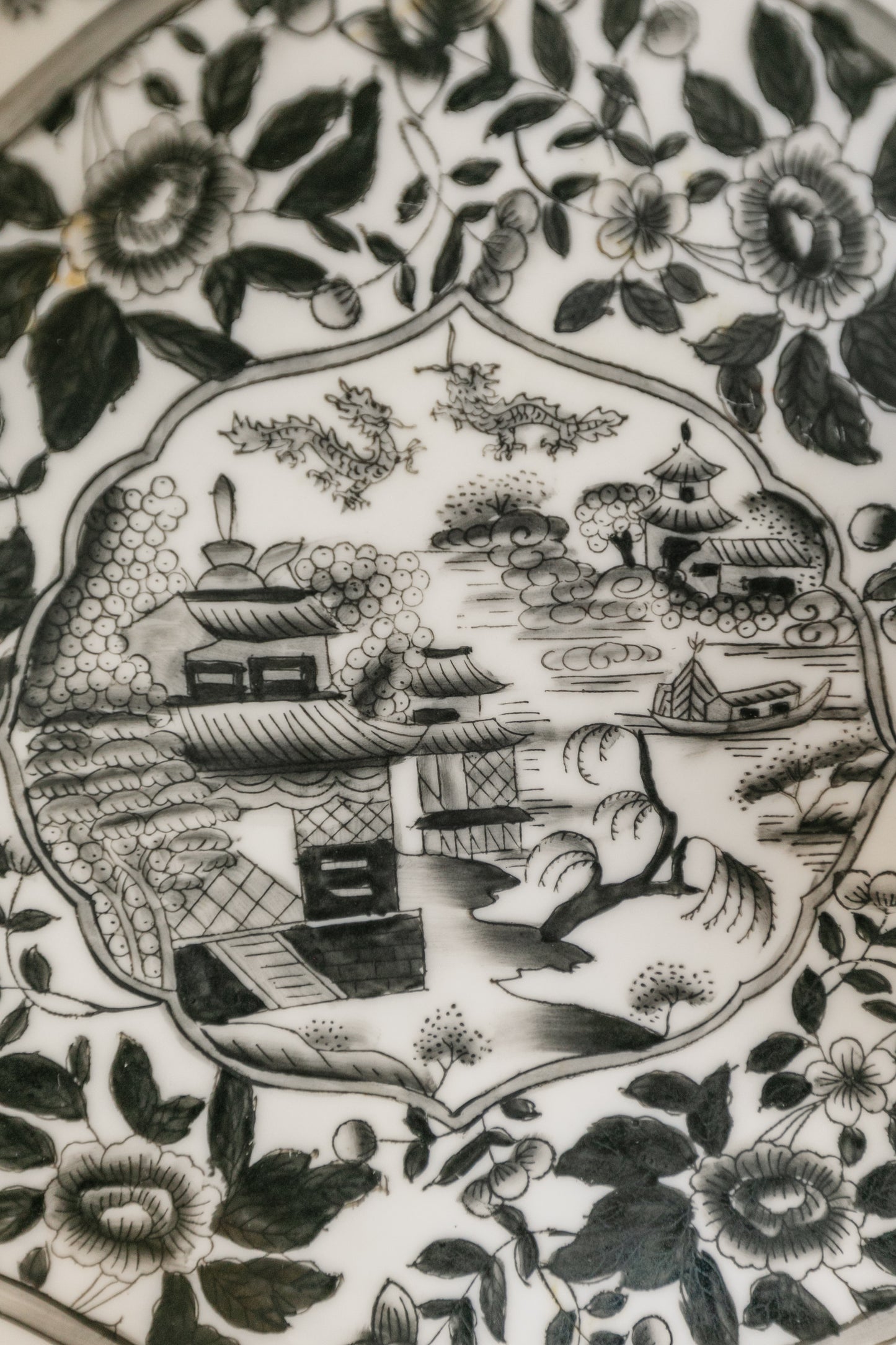 Black and White Hand Painted Dish