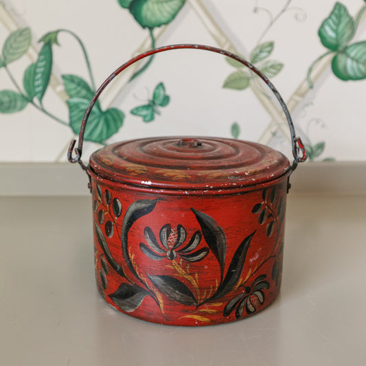 Tole Painted Bucket W/ Lid