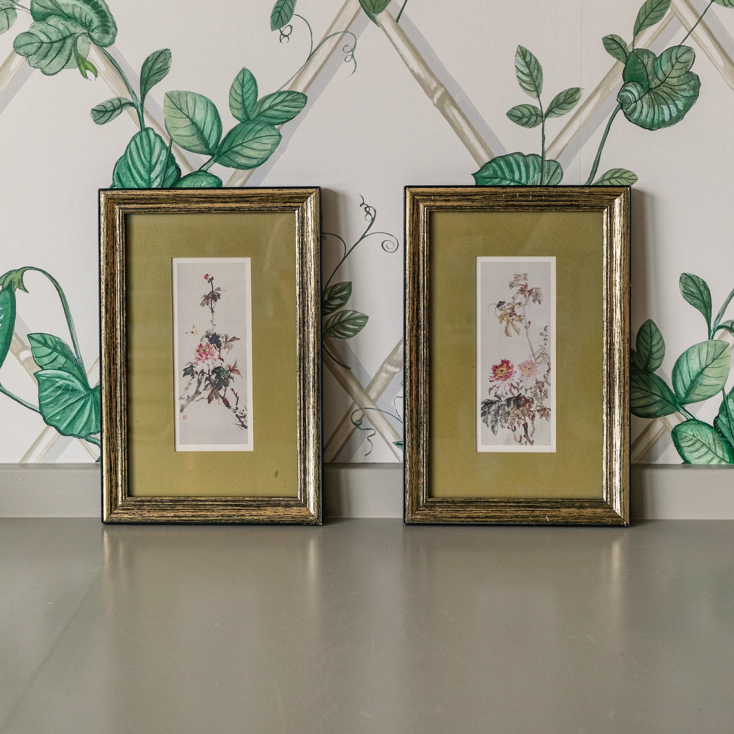 Framed Flower Print Pair